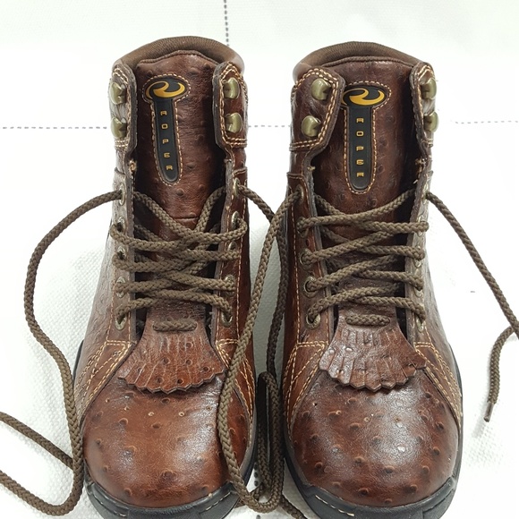 ostrich lace up boots